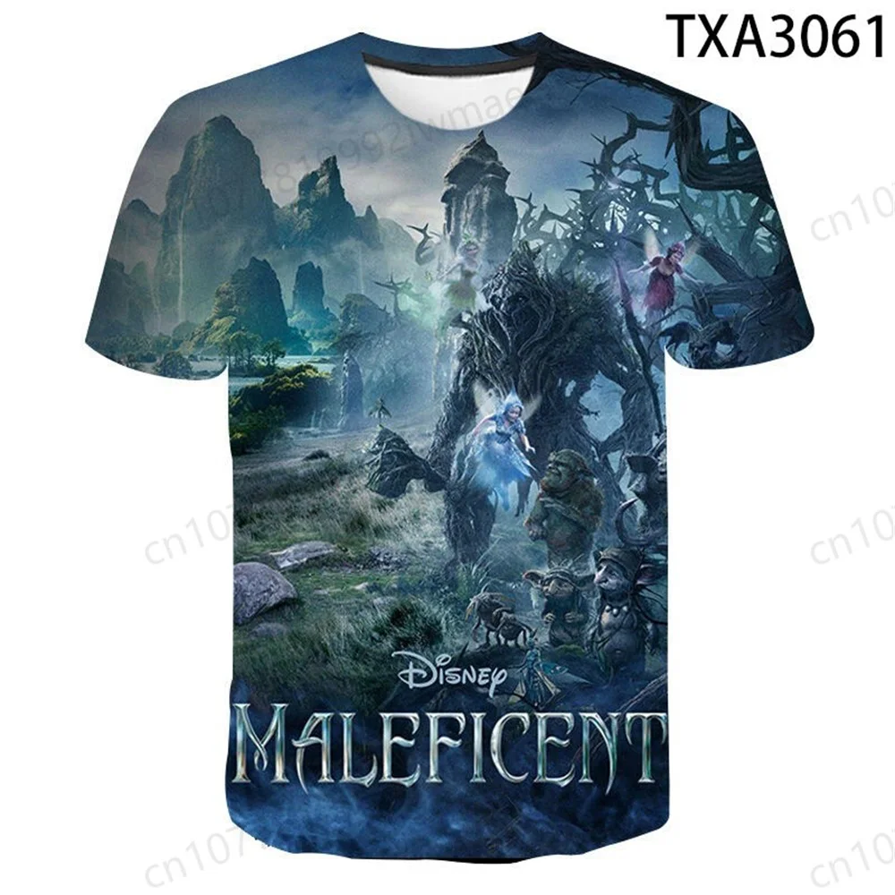 2025 Cosplay Maleficent 3D T-shirt Princess Aurora Adult Children Short Sleeve Top Halloween Costume