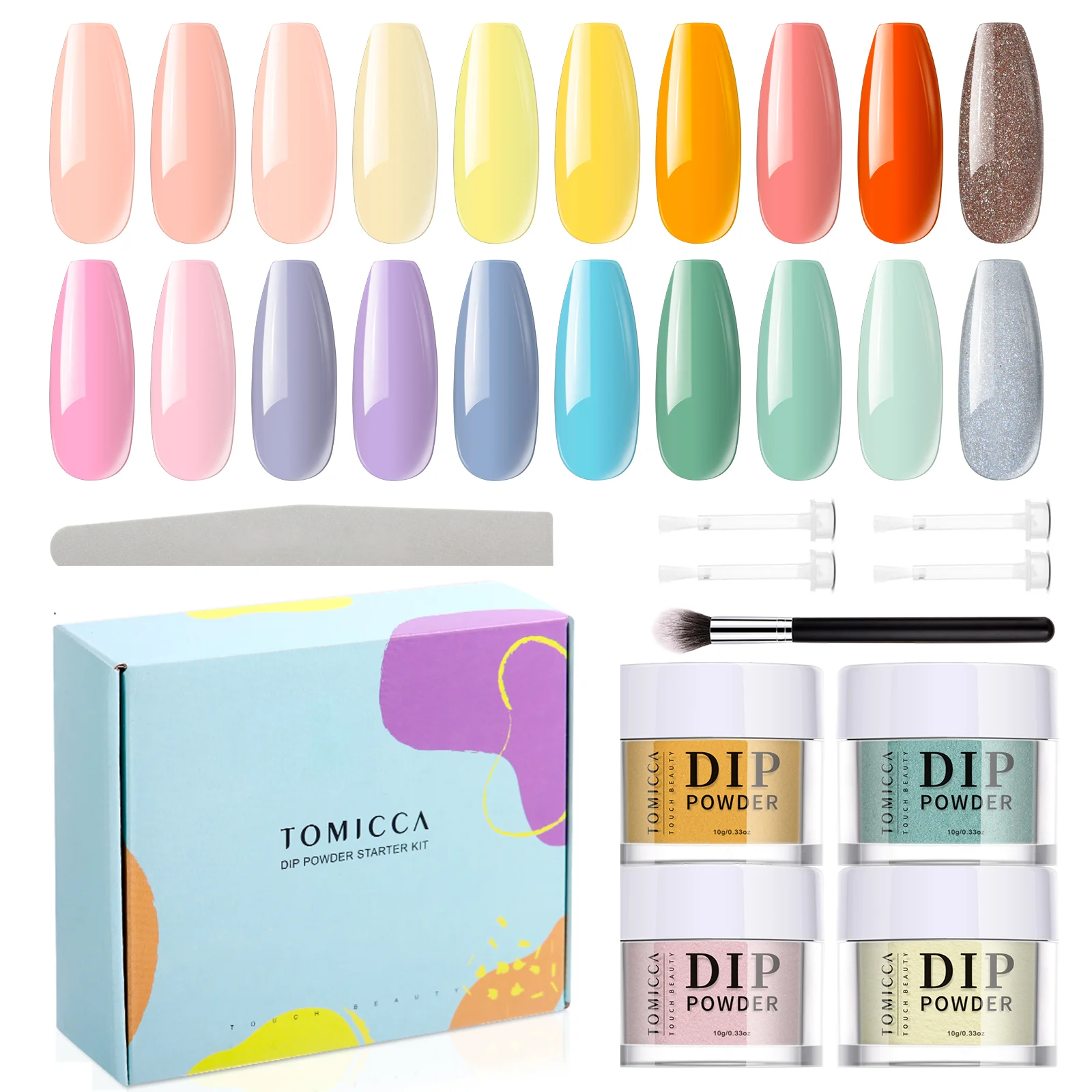 

A box of 20 colors * 10g nail powder set, suitable for women's nail art design DIY salon gifts for women