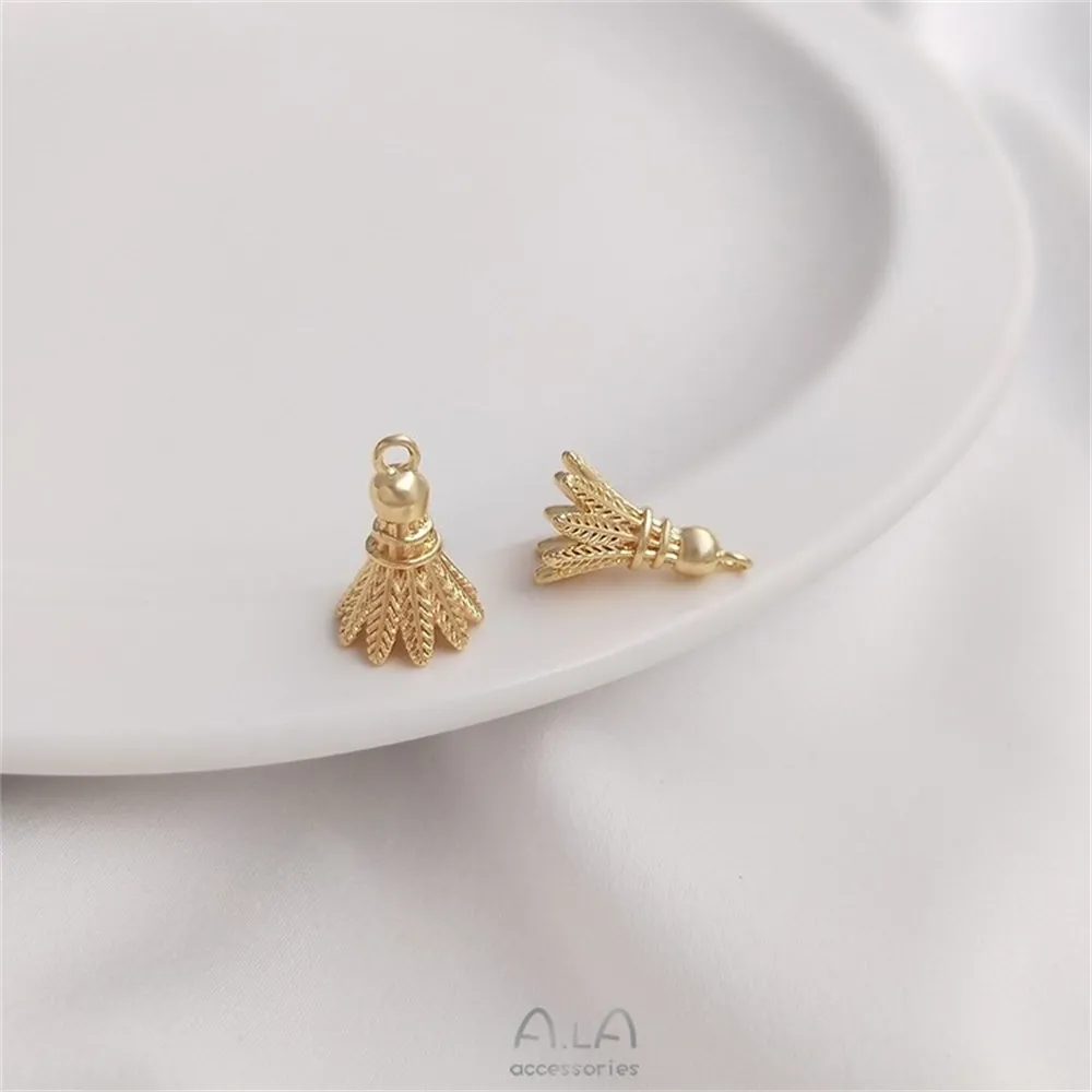 

14K Copper-wrapped Real Gold Badminton Pendant Handmade Diy Necklace Earrings Bracelet Accessories Tassel Pendant