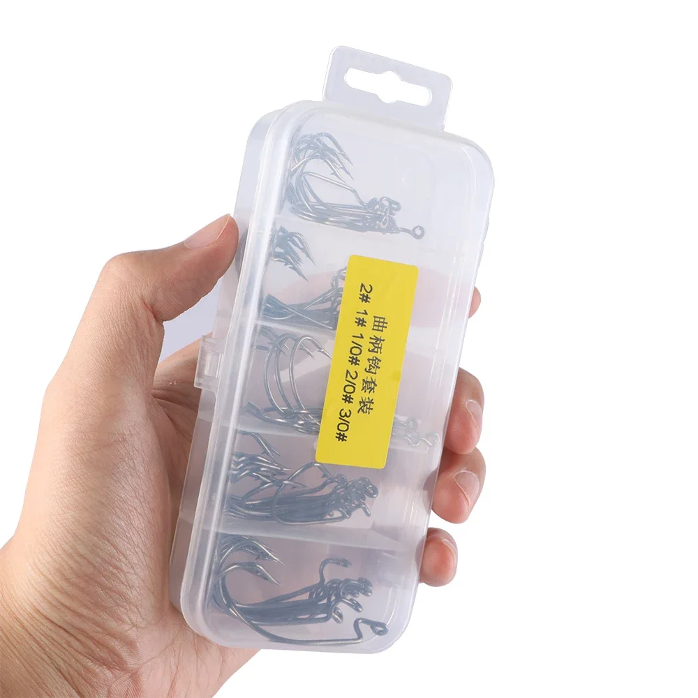 

Набор кривошипных крючков Goture, 50 шт., 1 # -3/0 Рыболовные крючки Мягкая червячная приманка с широким зазором Смещенный рыболовный крючок Джиг Рыболовный крючок для щуки карпа с коробкой