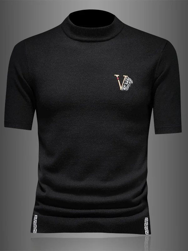 

Мужской вязаный шерстяной свитер с высоким воротником, вышивкой, из роскошной мягкой шерстяной смеси, дышащий и теплый