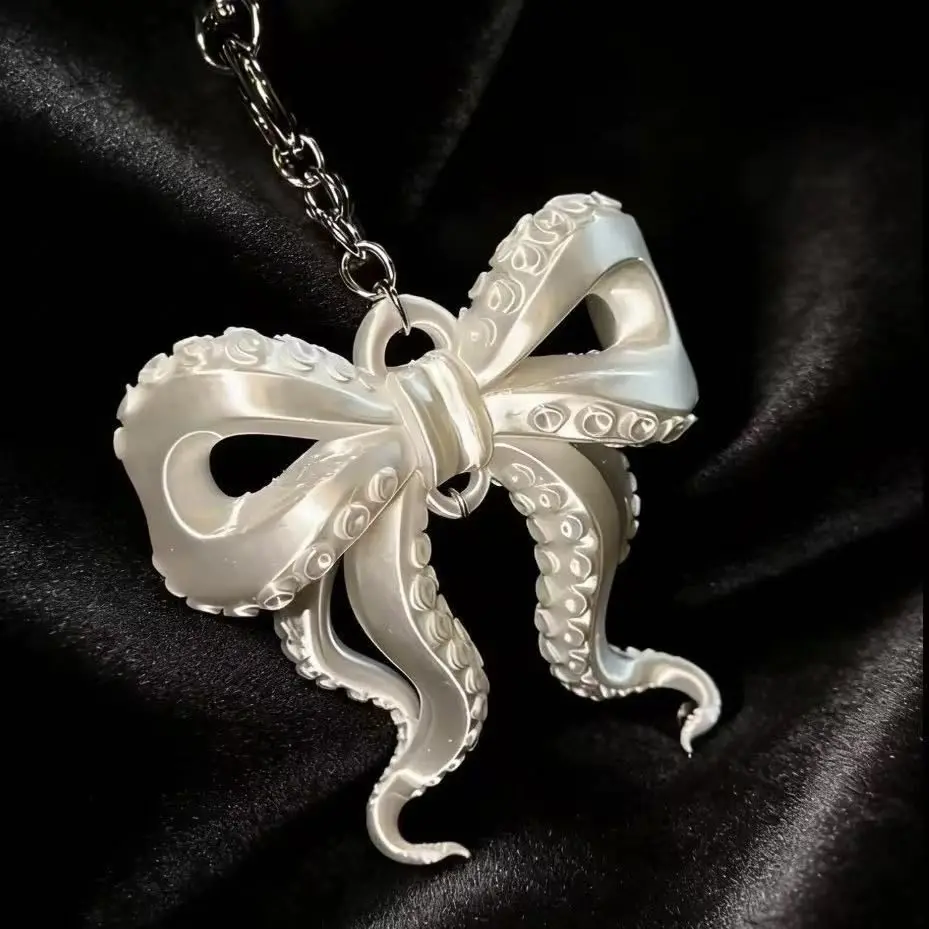 Harajuku 3D printed dark style octopus tentacle bow trendy cool keychain bag pendant niche creative gift Spicy girl decoration