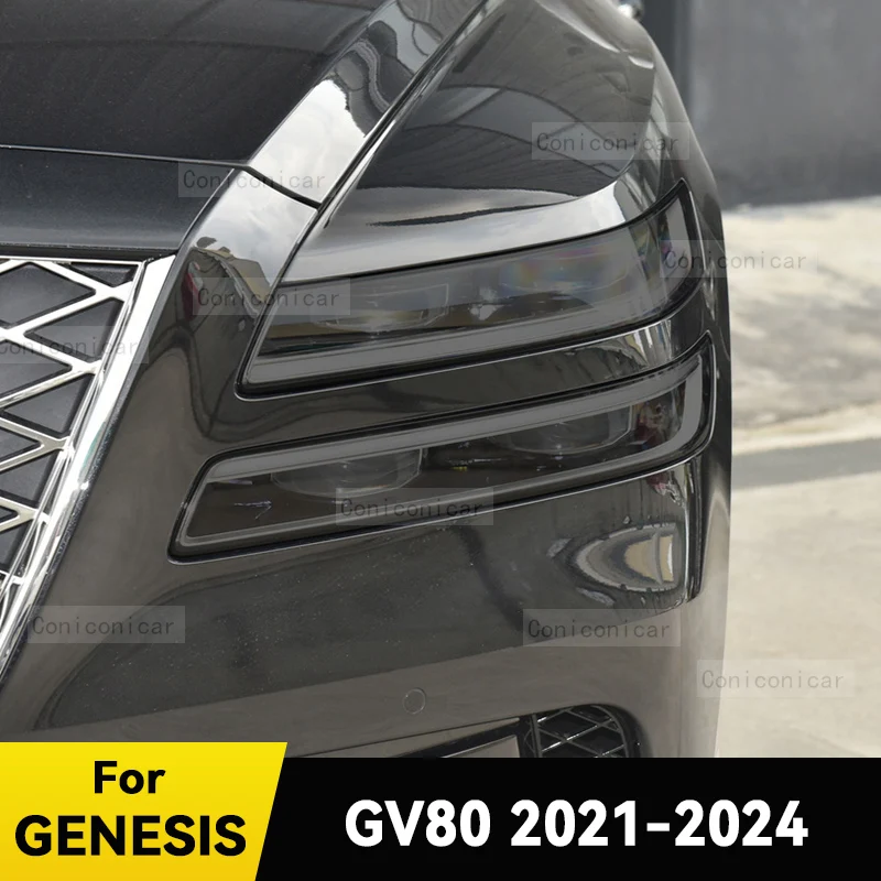 

Для GENESIS GV80 2021-2024 автомобильные фары защитная пленка для переднего света ТПУ против царапин аксессуары для фар наклейка