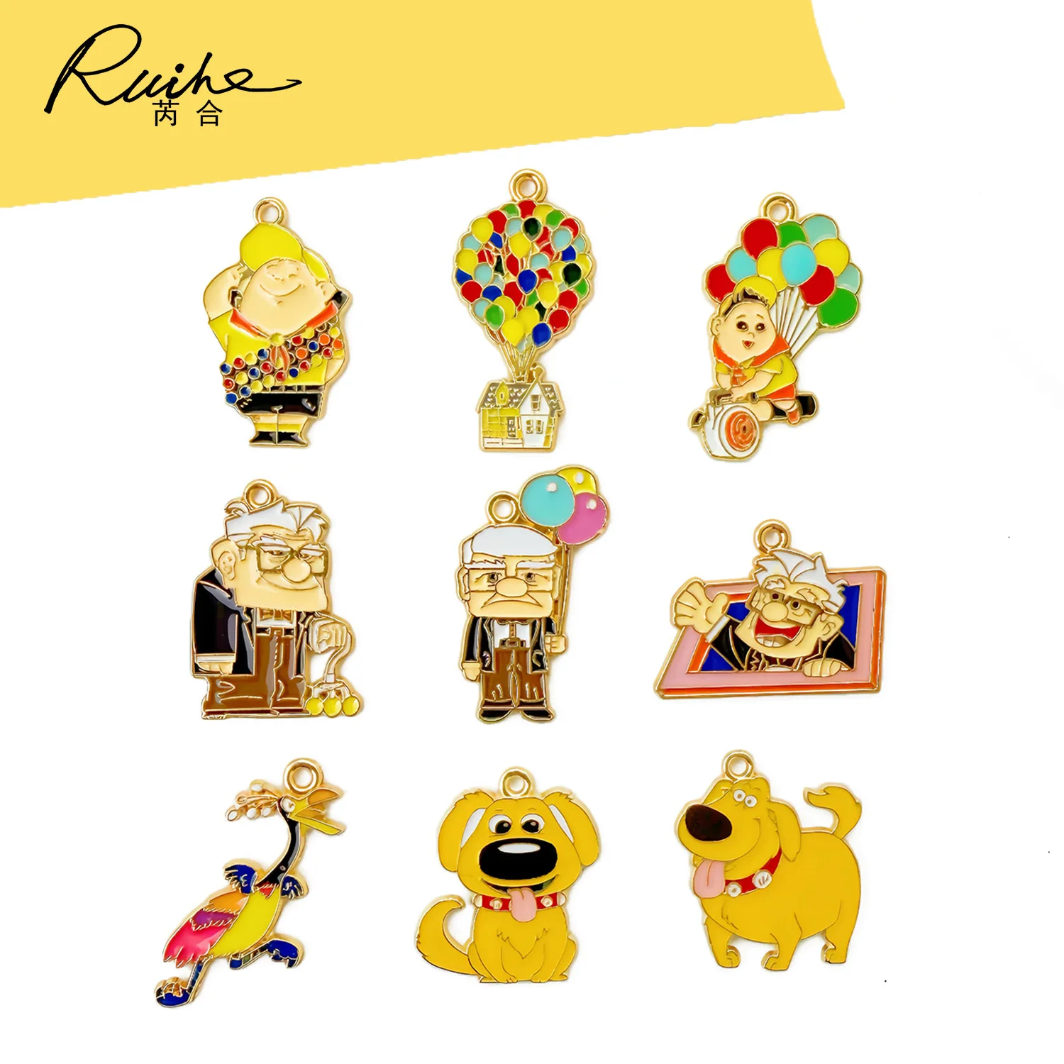 10pcs Cartoon Up Decorations Cute Alloy Pendant Anime Figures Children's DIY Creative Fashion Jewelry Accessories Gift