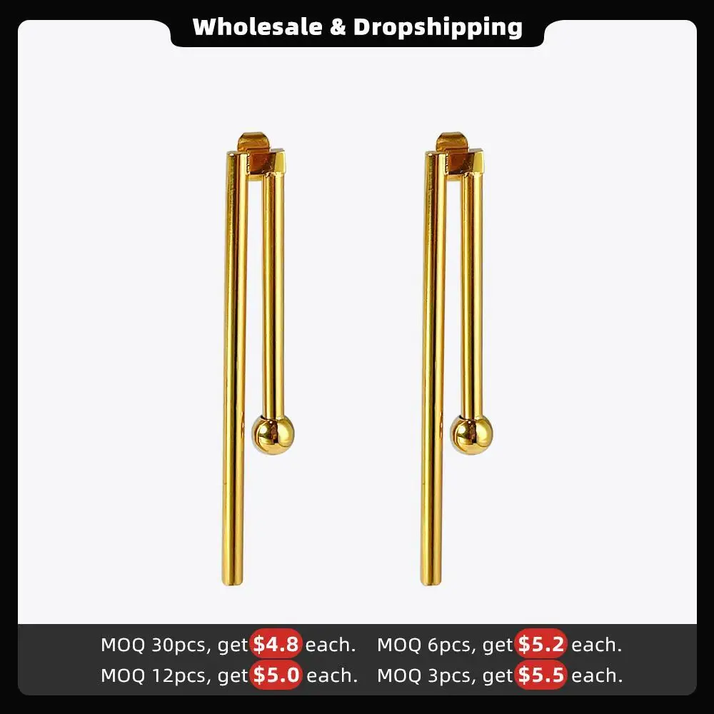 ENFASHION Stainless Steel Bar Earrings For Women Gold Color Drop Earings 2022 Fashion Jewelry Wholesale Piercing Brincos E211344