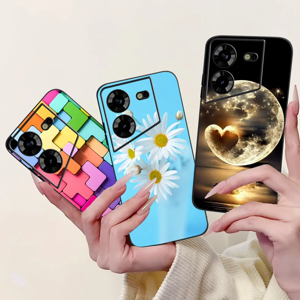 غطاء لهاتف Tecno Pova 5 حافظة LH7n من السيليكون اللطيف على شكل قطة على شكل زهور فاخرة مطلية لهاتف Techno Pova 5 حافظة هاتف ممتصة للصدمات