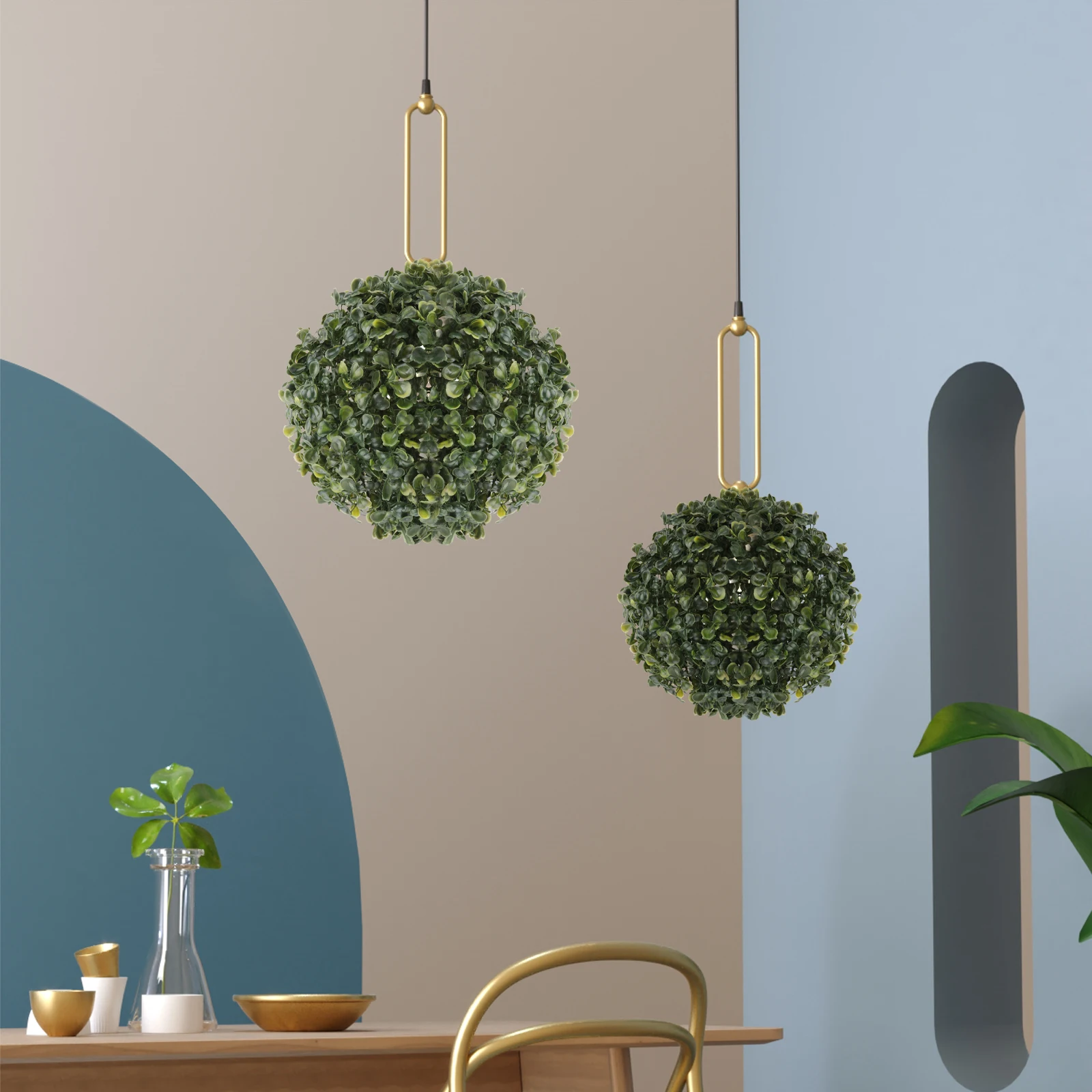 

3Pcs Safe Plastic Simulated Plant Pendants Ceiling Hanging Pendants Realistic Beautification Home Mall Hotel Green