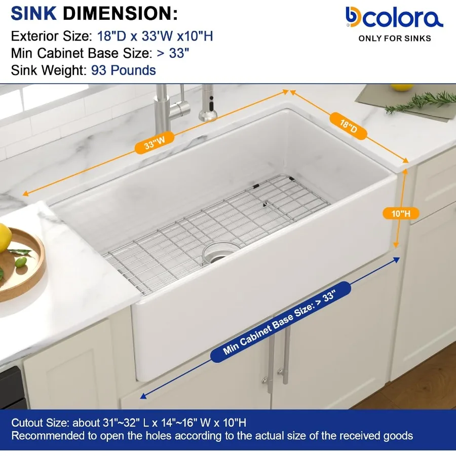 33 x 18 wendbare Bauernhaus-Waschbecken, weiße Schürze vorne, Küchenspüle, Keramik-Feuerzeug, doppelseitiges Frontdesign mit glatter geriffelter Pa