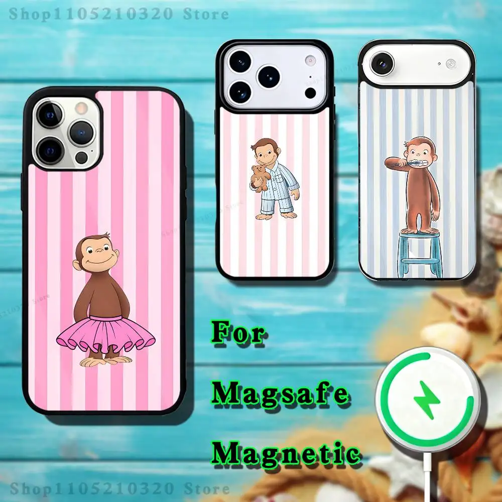 

Curious G-George Monkey Phone Case For iPhone 17,16,15,14,13,12,11,Pro,Max,Plus,Mini,SE4,E Magnetic Magsafe Wireless Charging