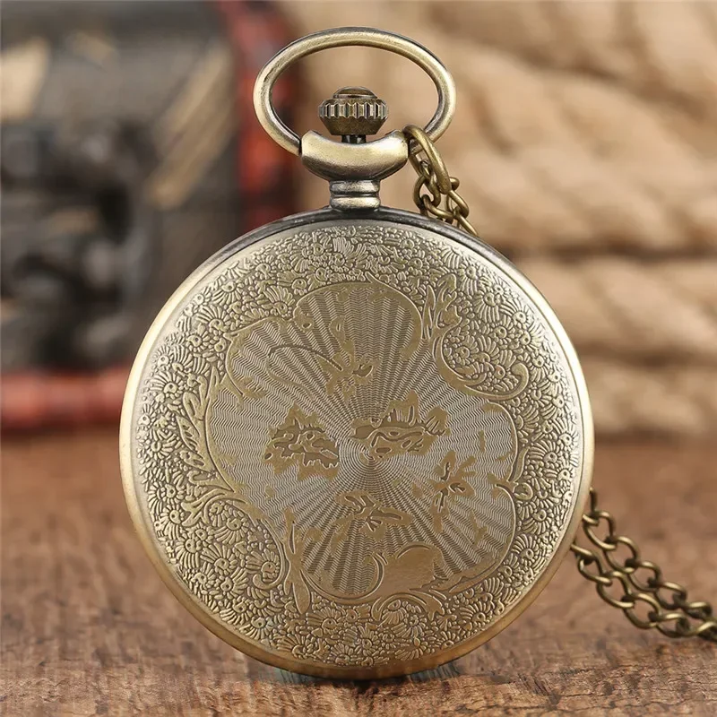 Vintage Hollow Out Twelve Constellation Men Women Analog Quartz Pocket Watch Chain Arabic Number Clock Birthday Gift Timepiece