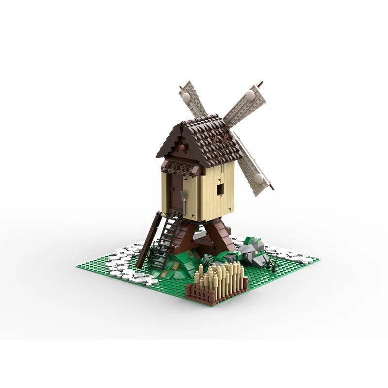 973PCS MOC-238881 Medieval Post Mill Retro Architecture Windmill Hut Model Building Blocks Bricks Kids DIY Assembly Toy Gift