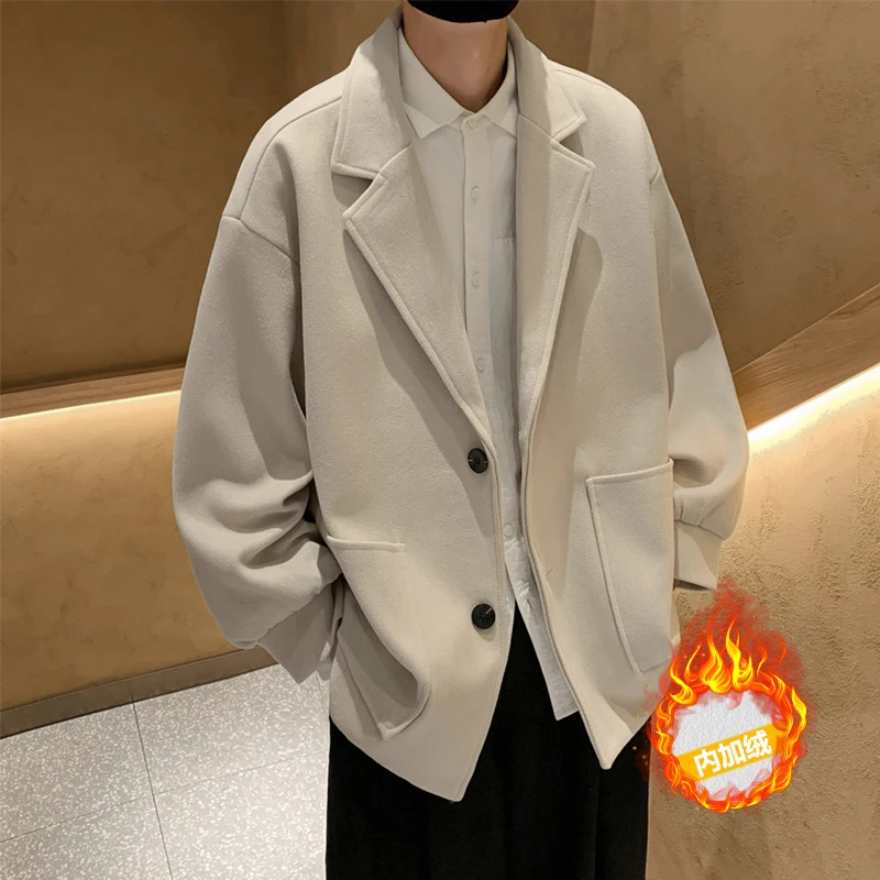 LAPPSTER-Youth Japanese Streetwear Winter Jacket Overcoat Windbreaker Wool Blends Coat Big Pockets Korean Fashion Trench Coat