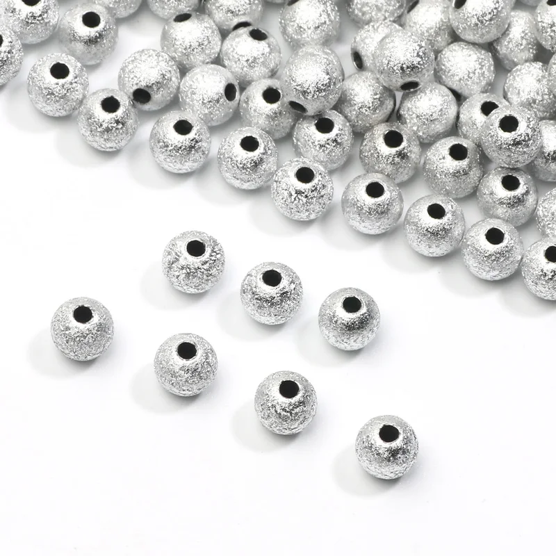 4/6/8/10mm Shiny Silver Color Stardust Acrylic Beads Acrylic Round Balls Spacer Beads For Jewelry Making DIY JewelryAccessories