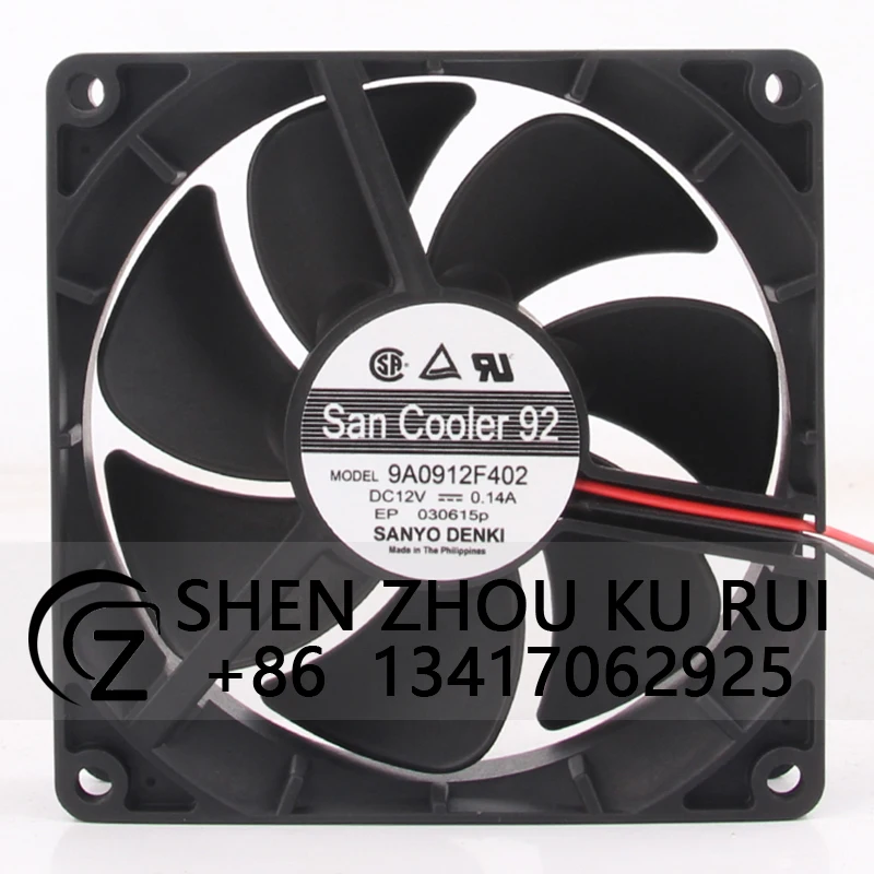 

Case Fan for SANYO San Cooler 92 9A0912F402 92X92X25MM 9225 9CM 12V 0.14A 2-Wire Inverter Cooling Fan