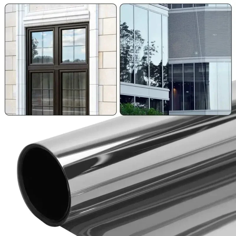 One Way Vision Black Silver Window Mirror Glass Film Static Cling UV Rejection Privacy Protection for Building House Decoration