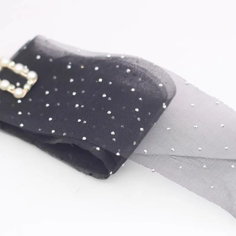 5yards 6cm Width Sparkling rhinestone Organza Ribbon Sheer Glitter Tulle Fabric for DIY Hair Bow Hair Clip Gift Wrapping Wedding