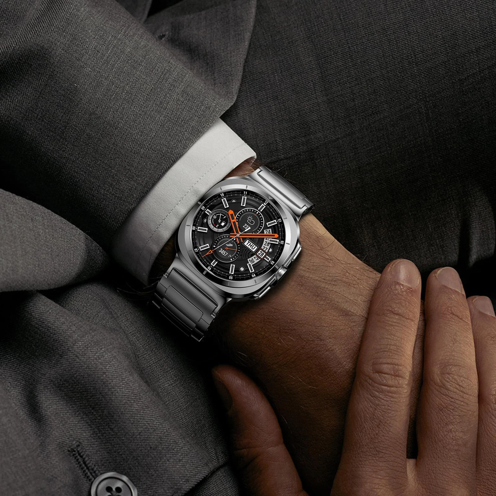 حزام معدني فاخر لساعة سامسونج جالاكسي الترا 2025 سوار من الفولاذ المقاوم للصدأ كوريا سوار سامسونج جالاكسي الترا 47 ملم