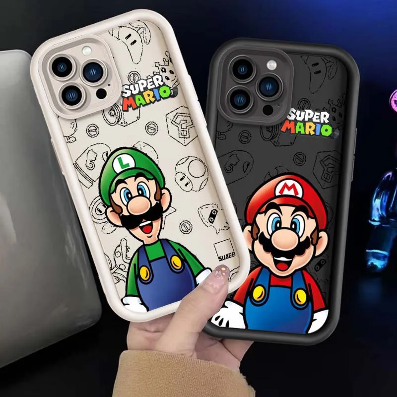 

Cartoon M-Marios Cute For Apple iPhone 16 15 14 13 12 11 Pro Max Plus Eye Ladder Soft TPU Silicone Cover Phone Case