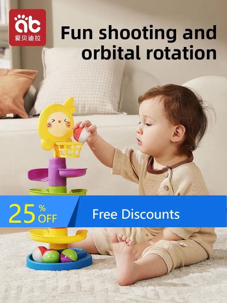 Baby Children's Toys Educational Early Learning 1 Year Old 2 Baby Basketball Track Rotating Stacking Fun