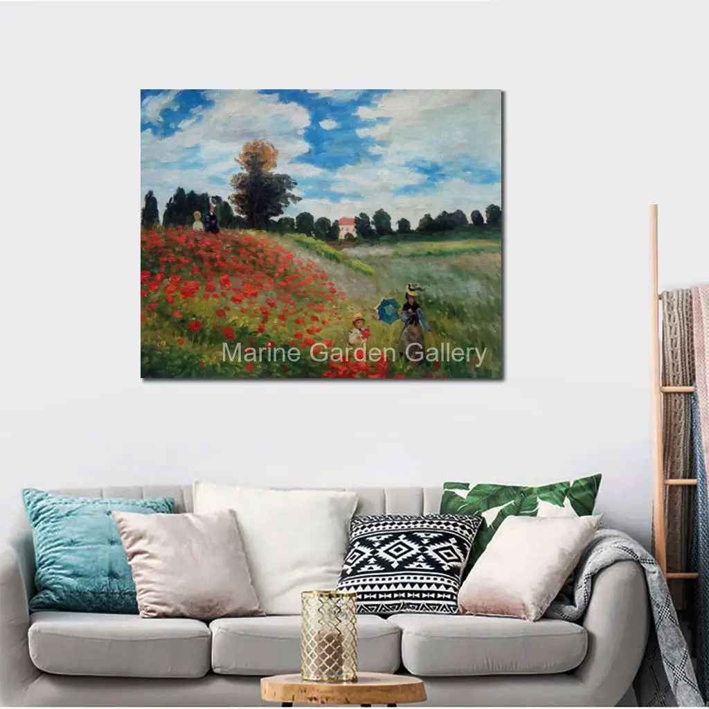 Seascape Poppy Field Argenteuil Abstract Oil on Canvas Claude Monet Handmade Masterpiece for Living Room Wall Decor