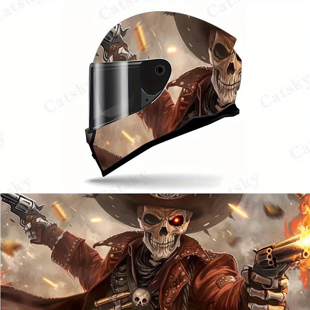 

Приключение - тематический череп, ковбойский мотоцикл, виниловые наклейки на шлем, самоклеящаяся водонепроницаемая отделка шлема, универсальная мотоциклетная наклейка