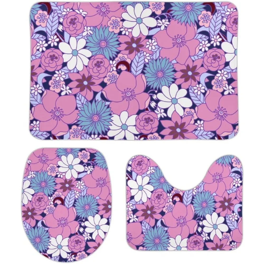 

Набор ковриков для ванной комнаты в стиле ретро 90-х годов, комплект из 3 предметов, нескользящие коврики для ванной комнаты, ванны, душа, коврик для ванной + U-образный контурный коврик +