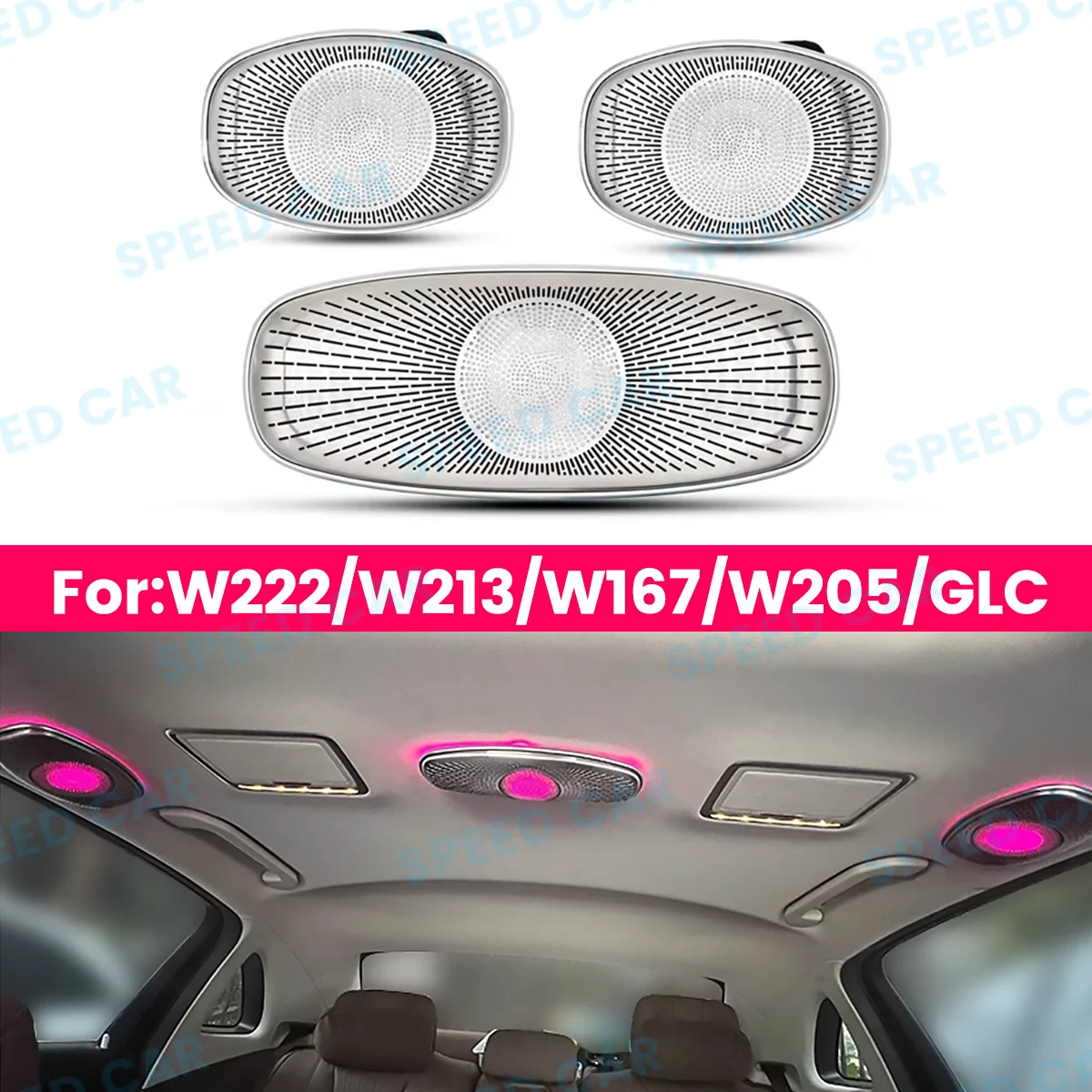 

64 Colour Car Roof Ceiling LED Speaker For Mercedes Benz W205 W213 W222 W167 X253 C/E/S LED Glasses Case Horn Atmosphere Lights