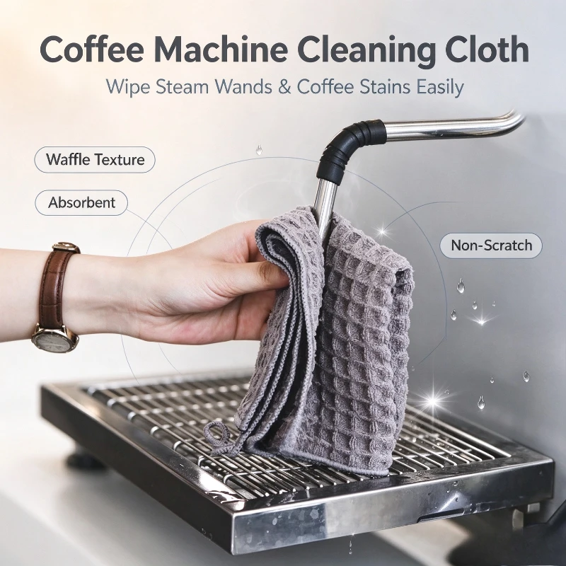 4PCS Household Waffle Weave Dish Washing Cloth Water Absorbent Bar Cleaning Rag For Coffee Milk Tea Shop Kitchen Housekeeping