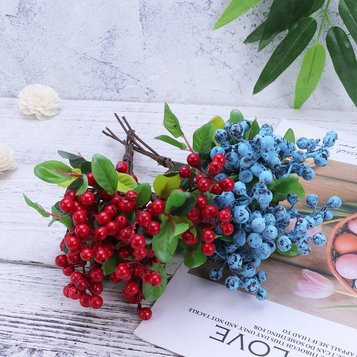 

10pcs Simulated Blueberry Picks Lifelike Artificial Berries Decor For Christmas Wedding Home Holiday Diy Craft Arrangements Fake