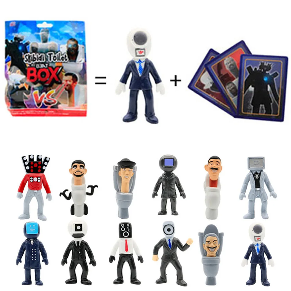 24pcs Skibidi Toilet Figure Toys Card Game Toilet Man VS Monitor Man Figure PVC Doll Model Kids Birthday Gifts