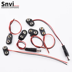 5Pcs I/T Type 9V Battery Snap Connector Clip with Lead Wires Holder 55x21 DC Battery Power Cable Plug Clip Barrel Jack 15cm