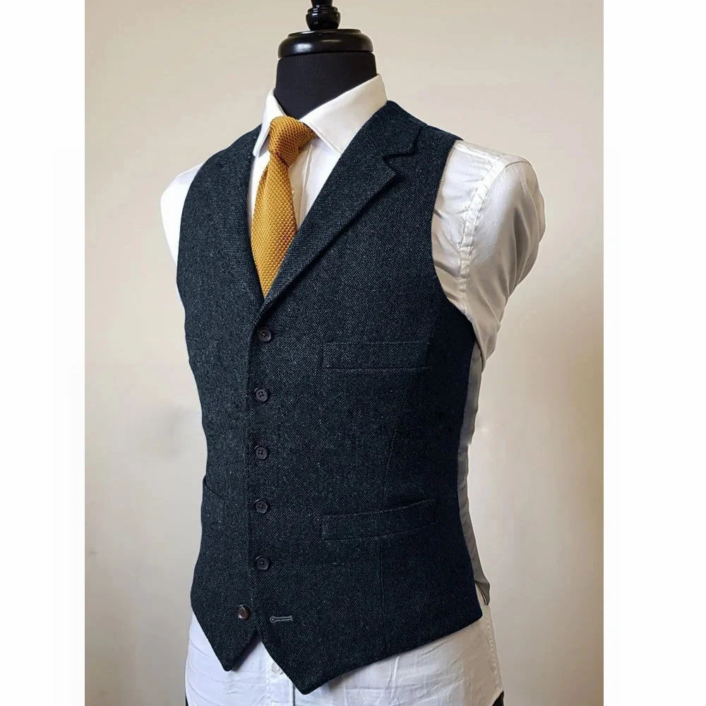 New Men's Vest Formal Man Vests for Men Business Casual Single Breasted Sleeveless Vest Herringbone Male Summer Gilet Waistcoat