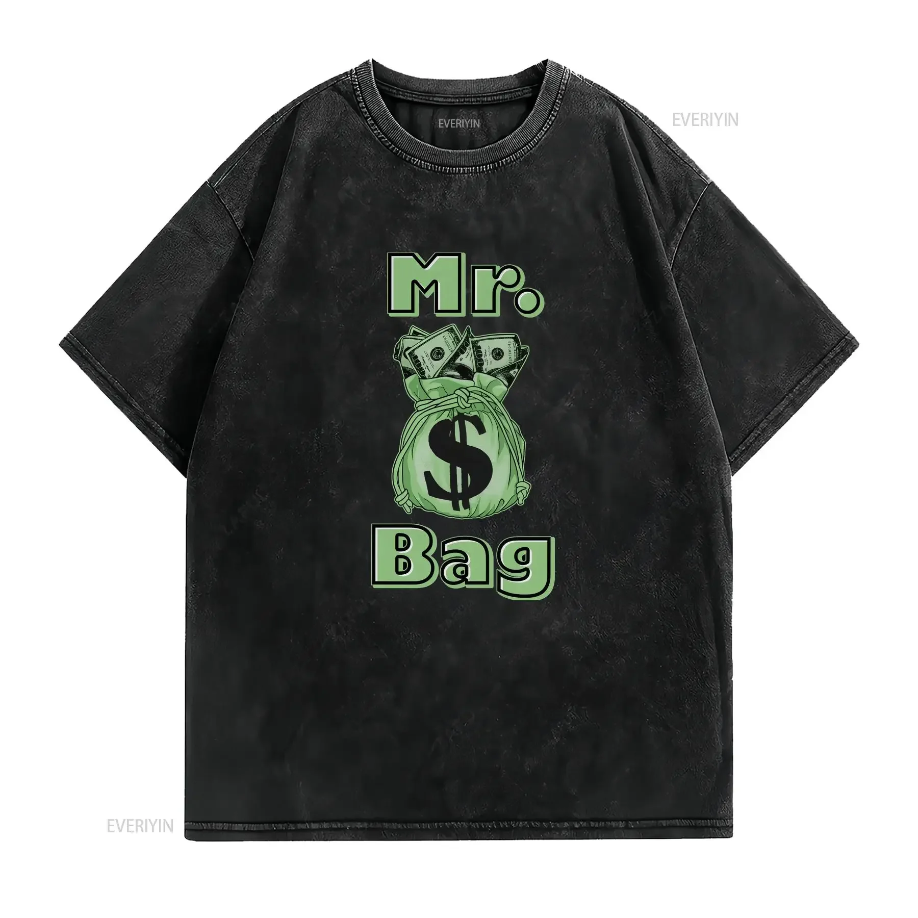 Mr bag Foamposite Barely Green Sneaker T Shirt Retro Light and Black vintage Washed graphic homme Slightly Breathable fashion