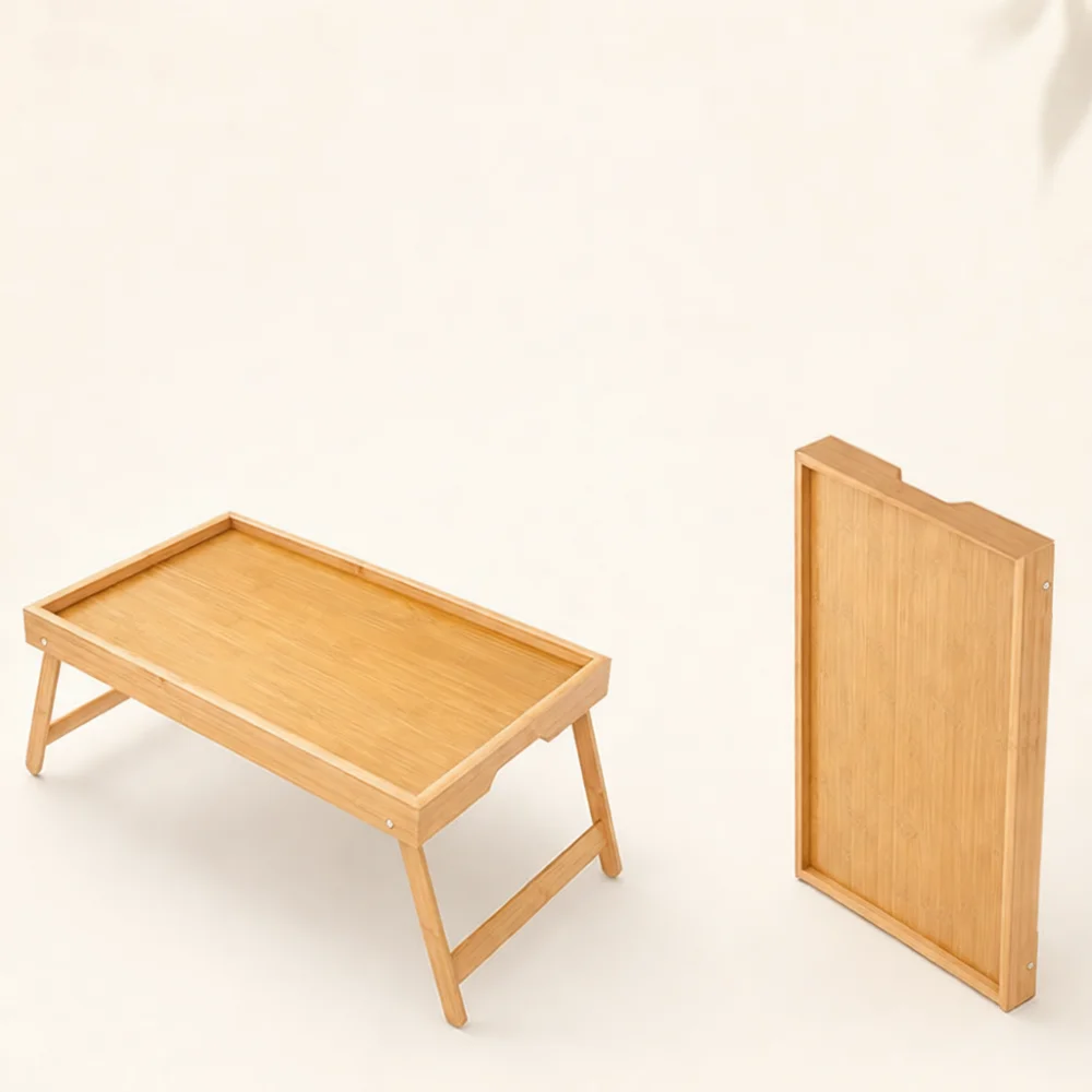 Folding Laptop Desk Bamboo Bed Tray Stand Portable Foldable Table Modern Wood Breakfast Serving Table For Dorm Room Work