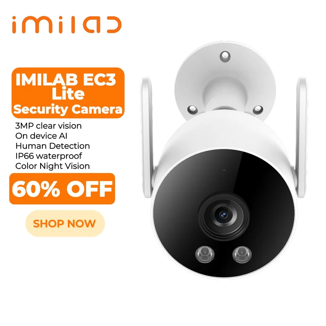 IMILAB EC3 Lite Smart Security Camera Outdoor 2K HD Wifi IP Video SurveillanceCam Courtyard Patio Color Night Vision CCTV Webcam