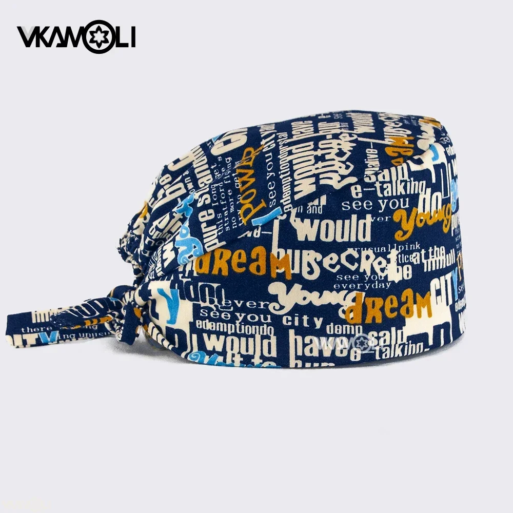 Commercio all'ingrosso lettera di moda stampa cappello regolabile Scrub cappello salone di bellezza laboratorio negozio di animali scrub cap cappello di cura Scrub uniforme