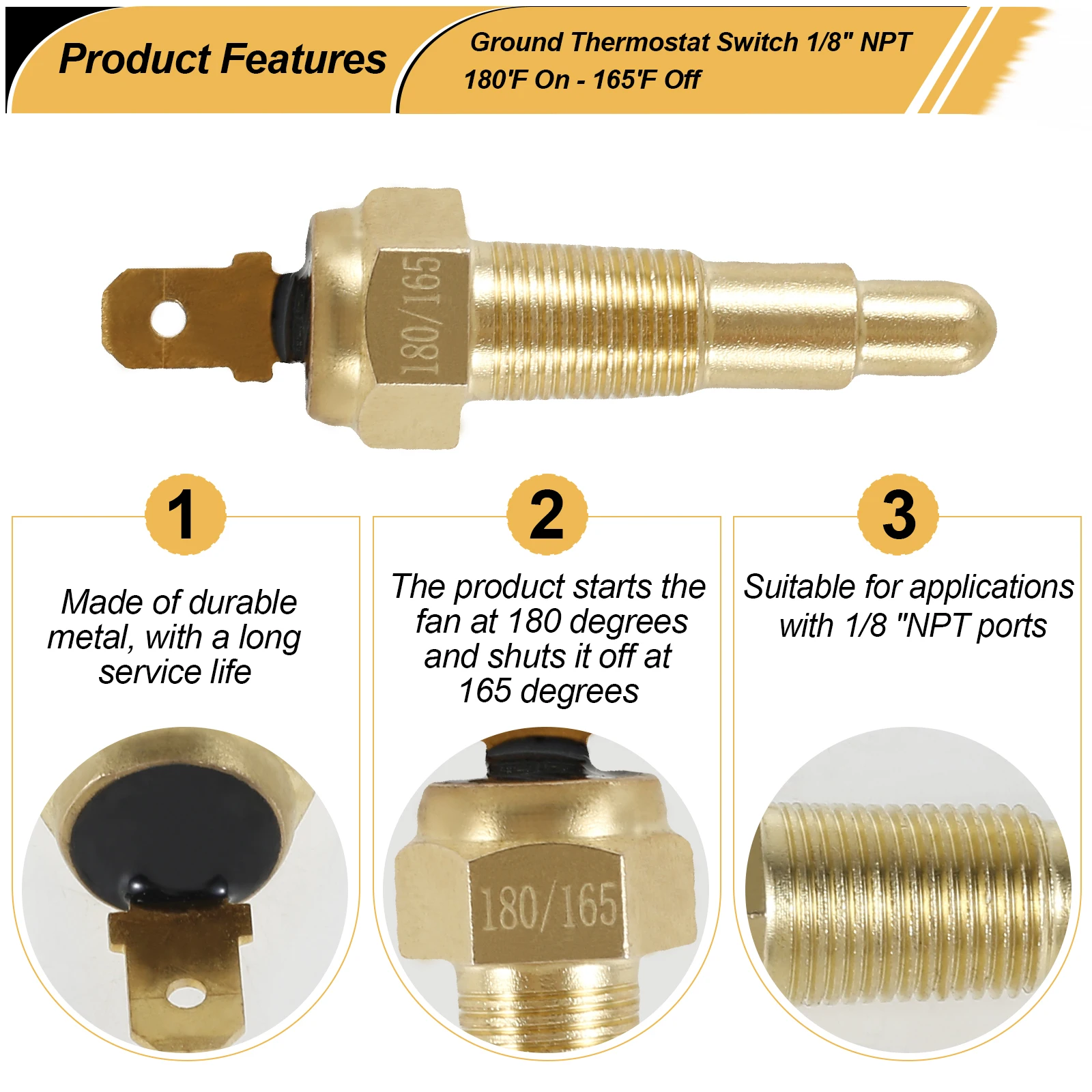 Universal Engine Cooling Fan Thermostat Switch 1/8\