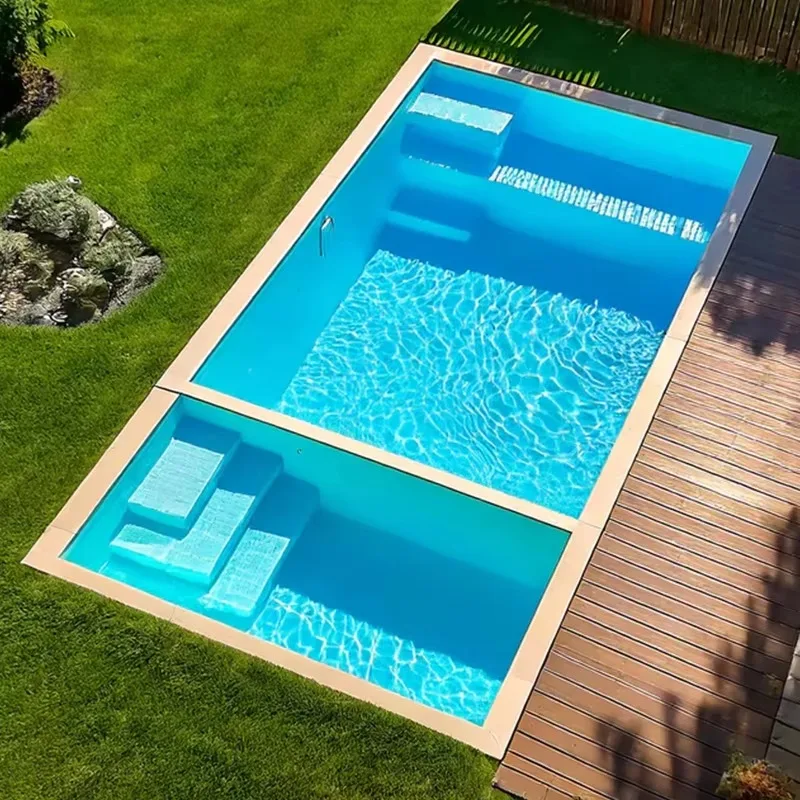 Custom House Garden Patio Resort Fiberglass Swmming Jacuzzi Water Jet Swim Spa Outdoor Dual Plunge Pool