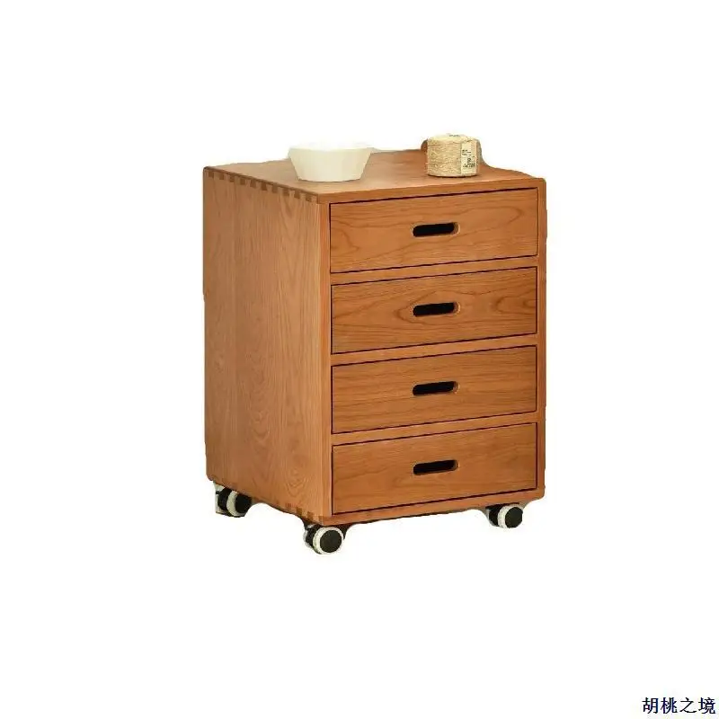 Nordic black walnut solid wood table under the drawer four chest cabinet cherry wood removable
