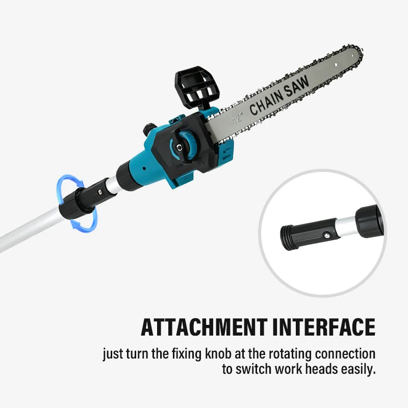 2-In-1 Wireless Electric High Pole Chainsaw Hedge Trimmer 21V Brushless 12-inch Battery High Pole Saw