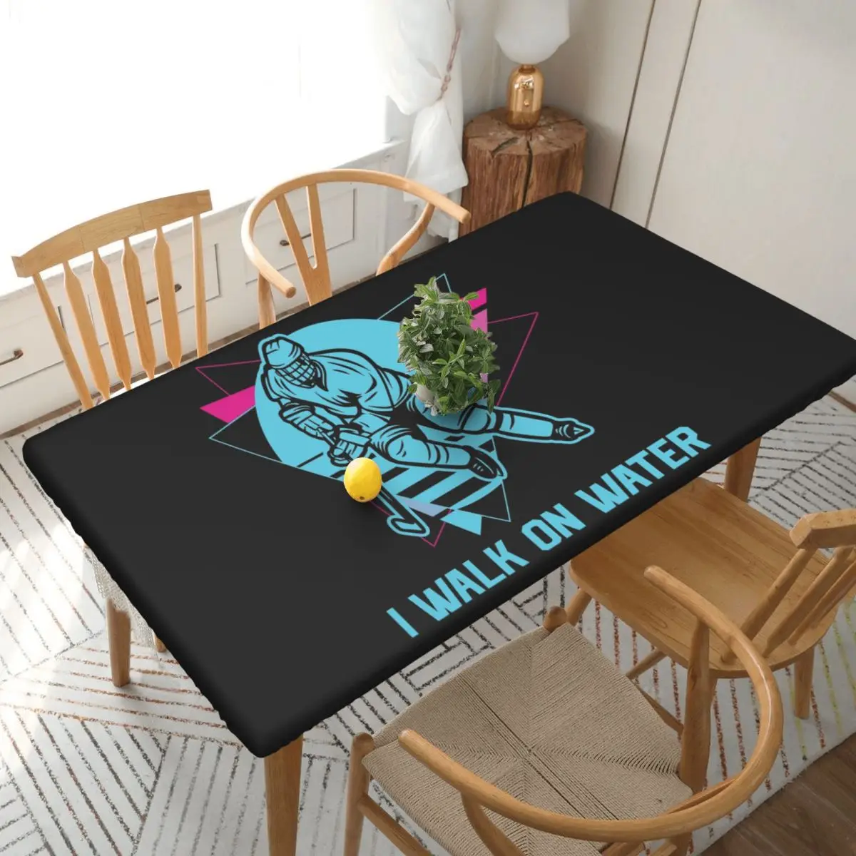 I Walk On Water Hockey Customized Rectangular Tablecloth Oilproof Table Cover for Dining Events Table Cloth