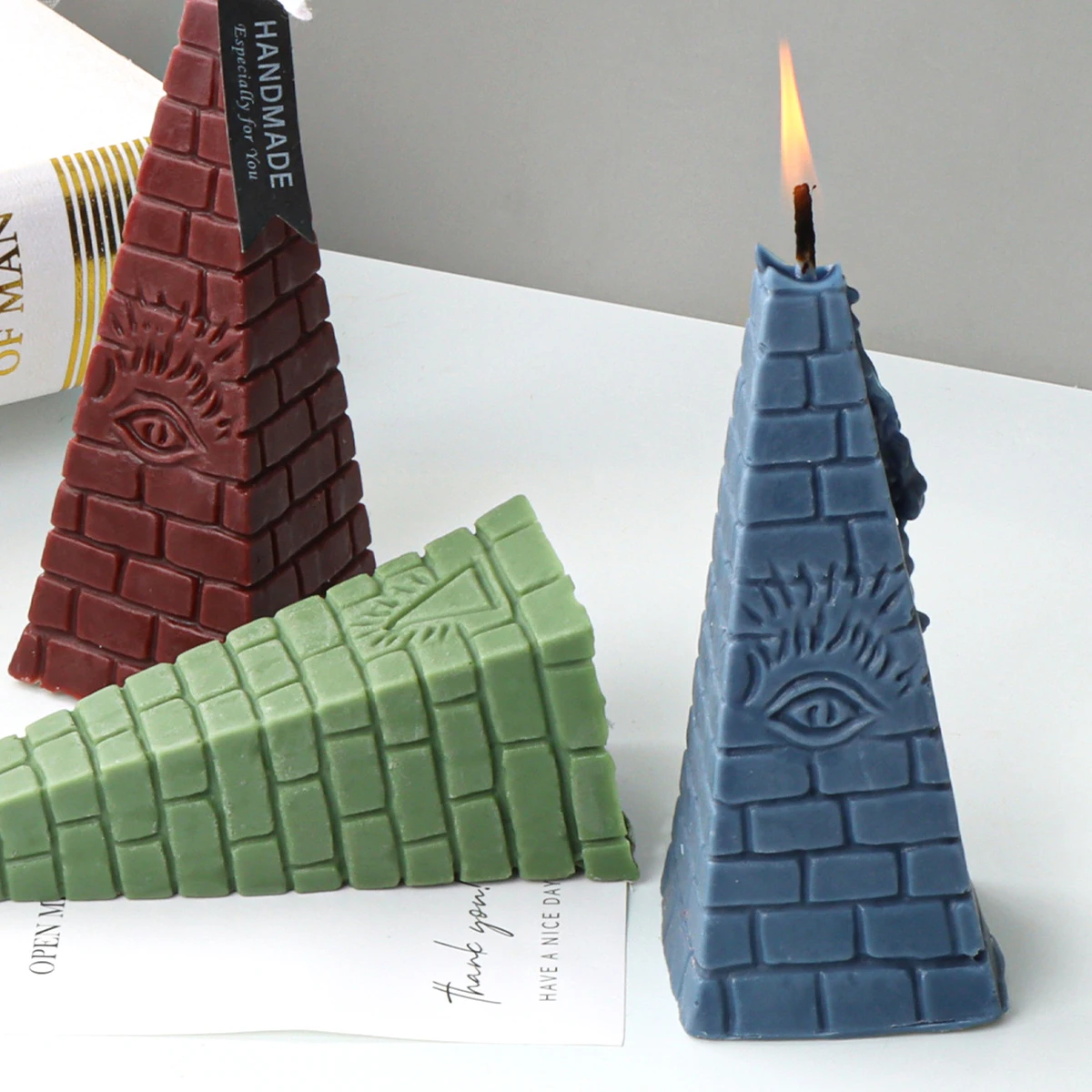 12cm Pyramid Scented Candle Molds DIY Aromath Plaster Ornament Silicone Wax Mould Home Decorations Handicrafts Gifts