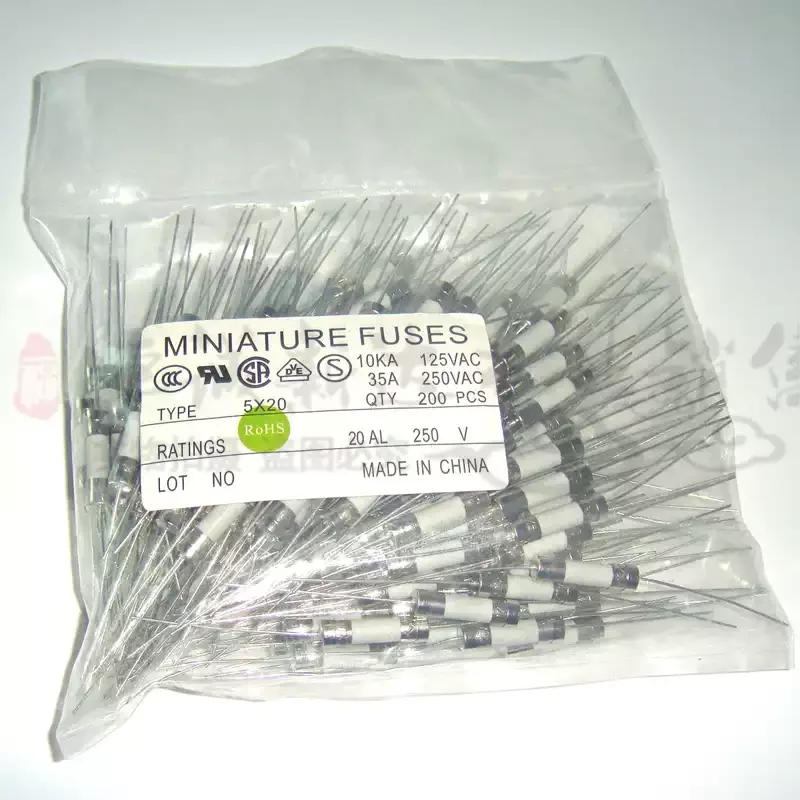 30-100pcs Ceramic fuse with pins 5 * 20, quick break 2A/3A/5A/8A/10A/12A/15A/20A/25A/30A