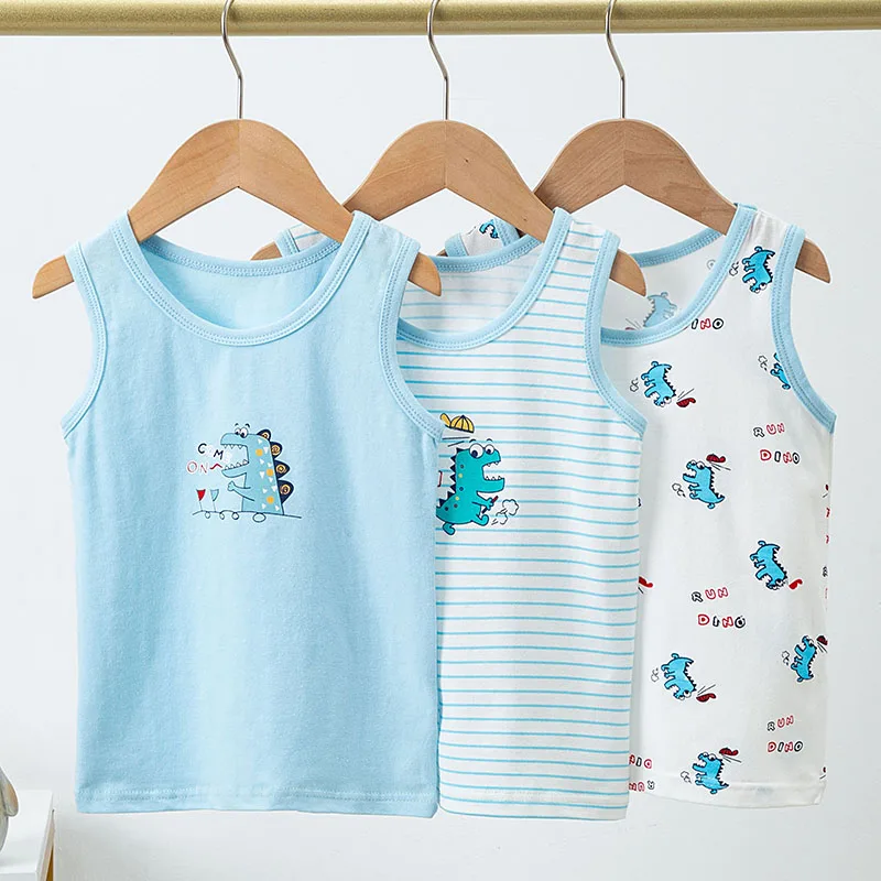 Camisetas sin mangas para niños y niñas, ropa interior de LICRA de algodón, chaleco de dibujos animados para verano, 100-160