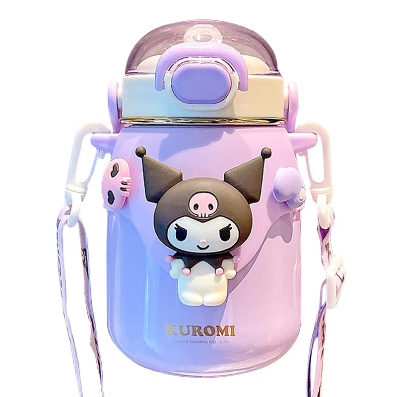 Insulated Water Bottle 316 Stainless Steel Large Capacity Cute Cartoon Adjustable Strap Fashion Portable Tumbler For Teen Girls
