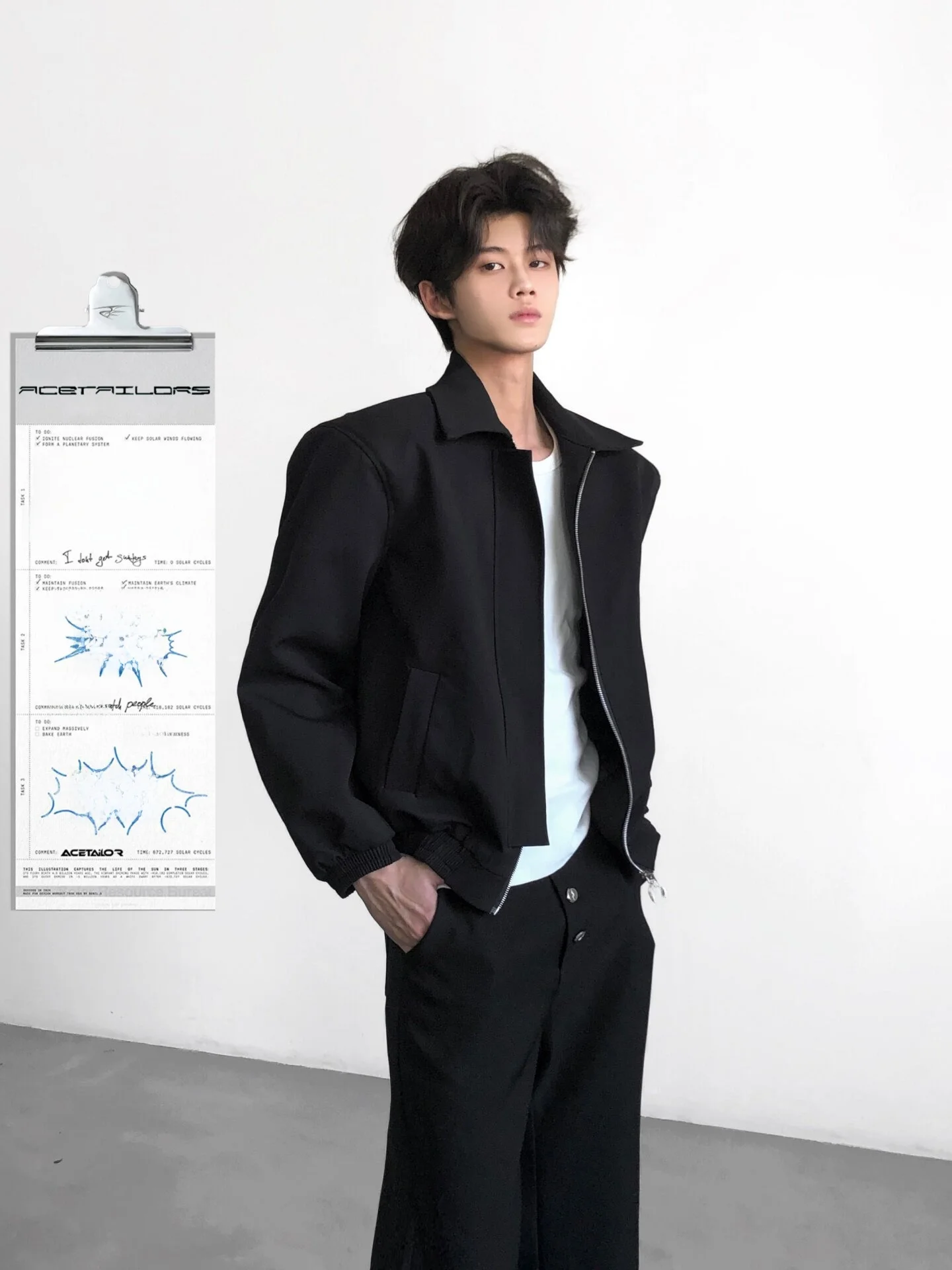 Ace Deconstructivism Embroidered Short Jacket Men's Casual Style Spring Autumn Minimalist High Intelligence Sensation Outerwear