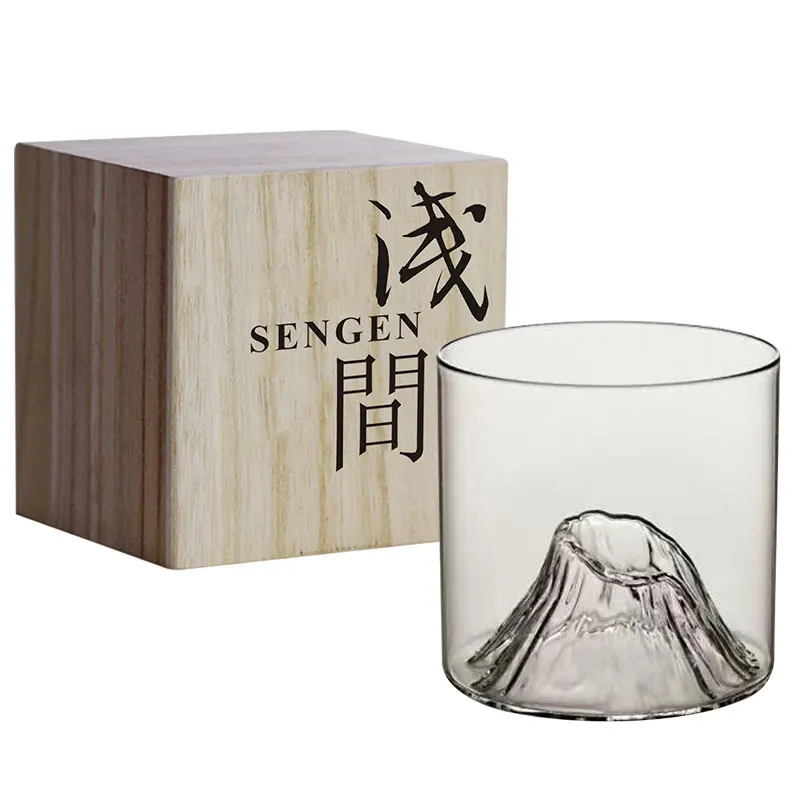 Designer Liu Siyu New Work EDO Fuji  Whiskey Glass Bottom Raised Ice Mountain Tumbler for Drink Tea Liqueur XO Wine Cup