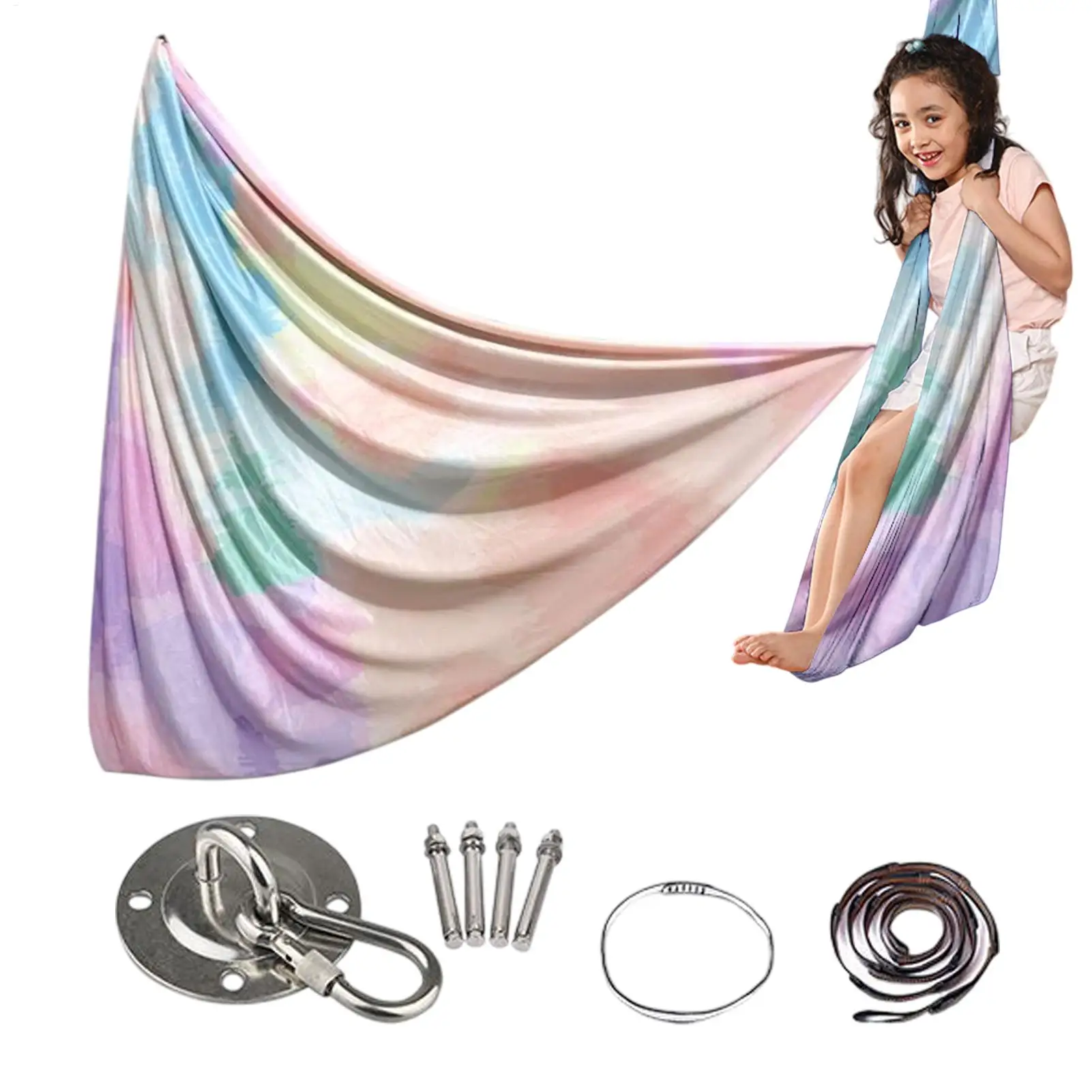 エアリアルヨガハンモック屋内スイングチェア大人-子供フィットネス感覚ストレッチ軽量ハンモックヨガフィットネスストレッチベルト