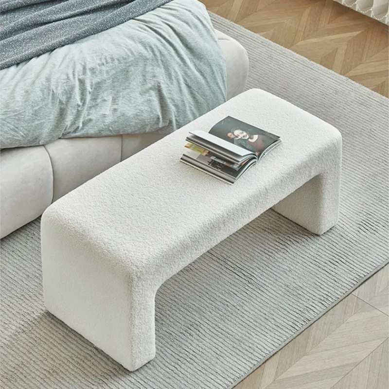 Scandinavian Lamb\'s Wool Fabric Shoeshine Stool Living Room Sofa Stool Stool Light Luxury Bedside Stool Whole Dresser Bench