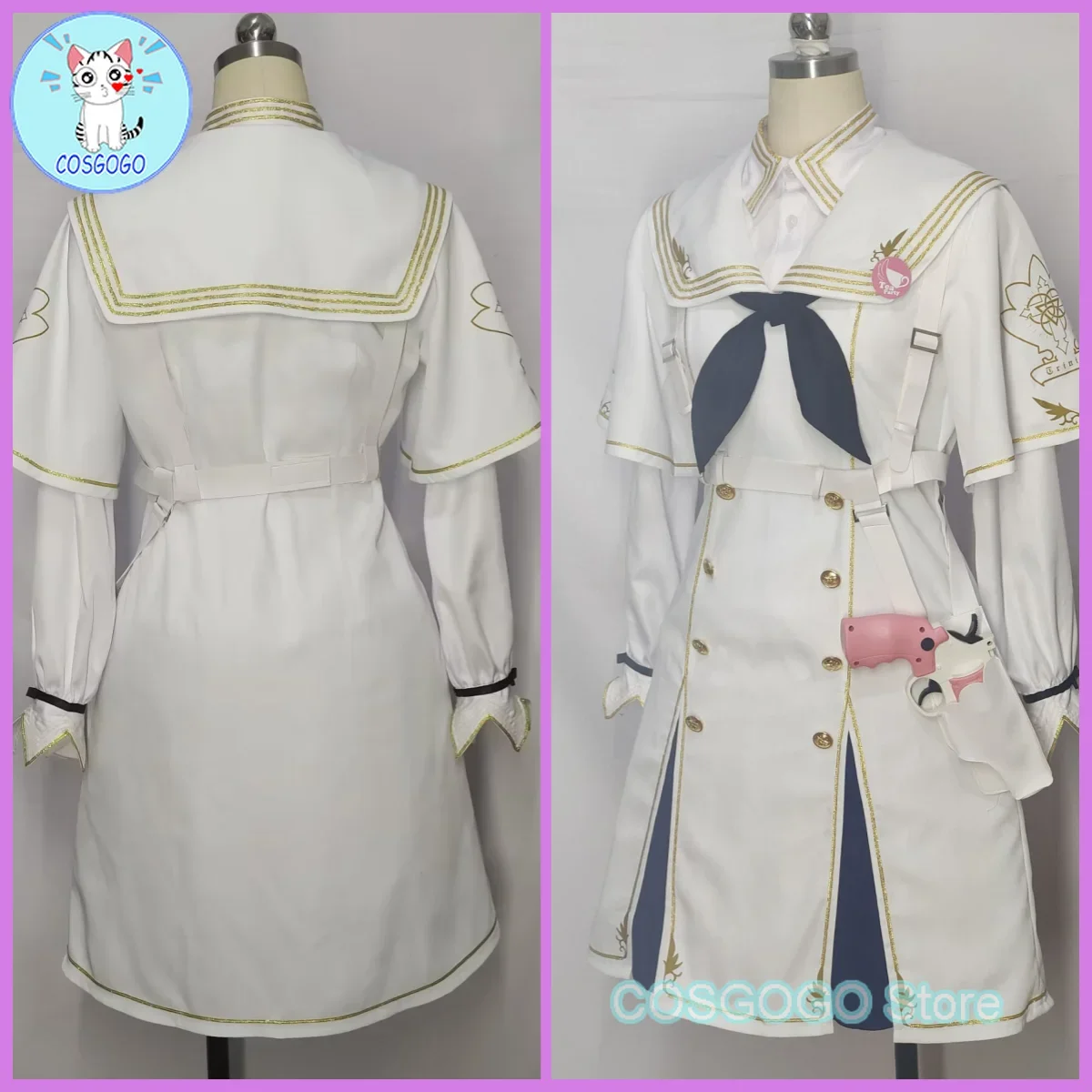 Cosgogo [personalizado] jogo azul arquivo kirihuji nagisa cosplay traje feminino bonito vestido de festa terno uniforme de halloween roupas